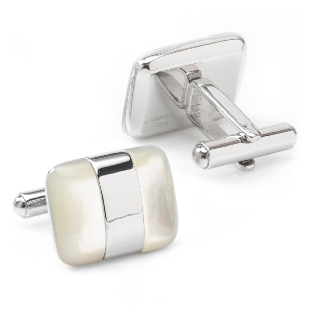 Silver Wrapped White Mother of Pearl Cufflinks | Cufflinks | Wiccan Center