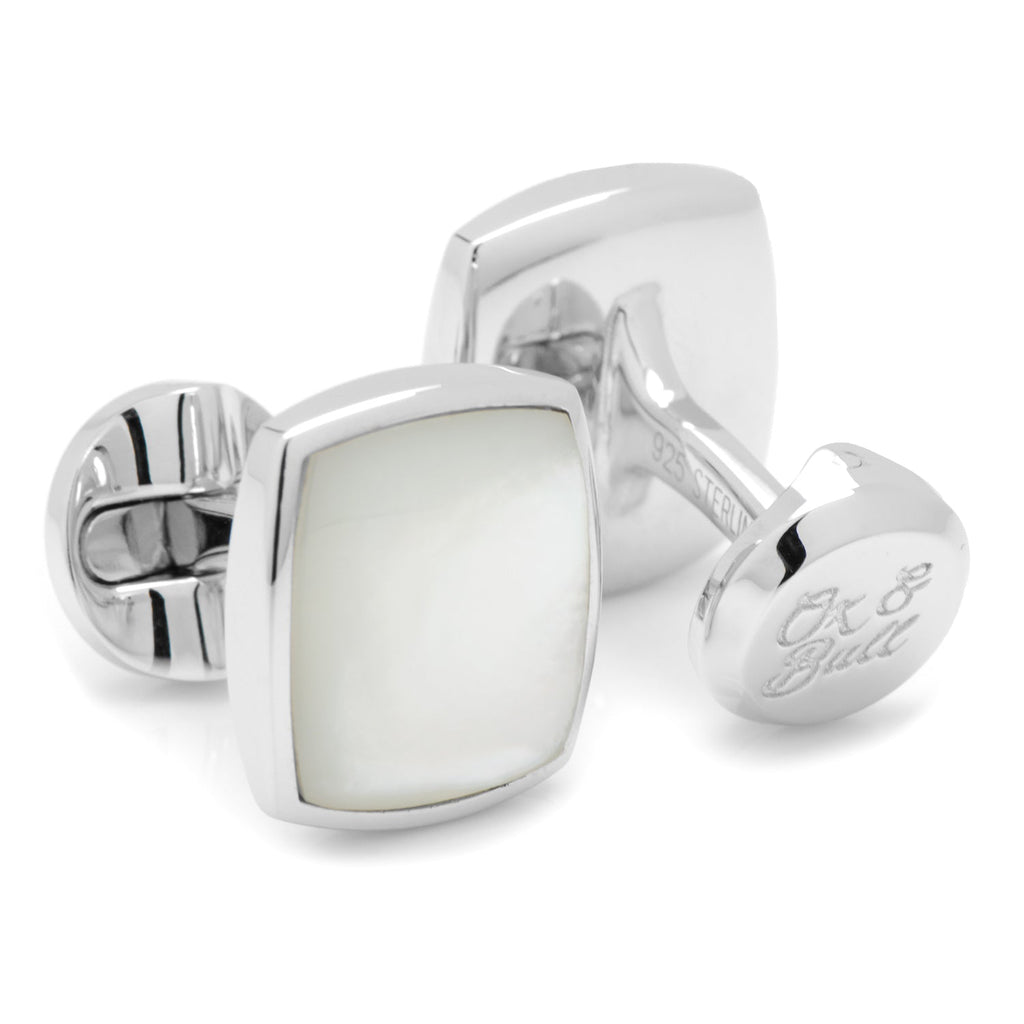 Sterling Silver Classic Cushion Mother of Pearl Cufflinks | Cufflinks | Wiccan Center
