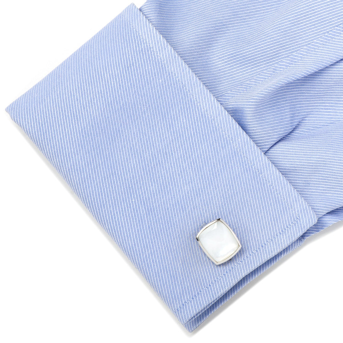 Sterling Silver Classic Cushion Mother of Pearl Cufflinks | Cufflinks | Wiccan Center