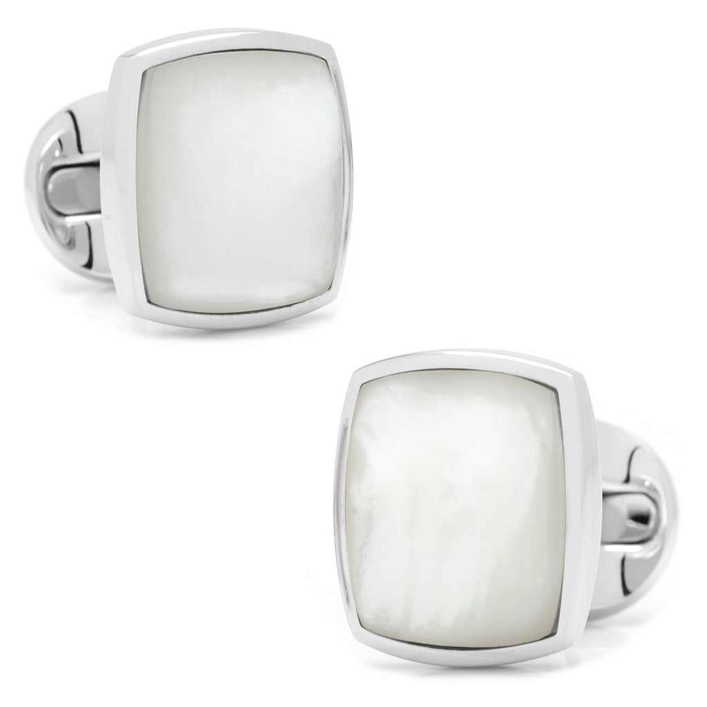 Sterling Silver Classic Cushion Mother of Pearl Cufflinks | Cufflinks | Wiccan Center