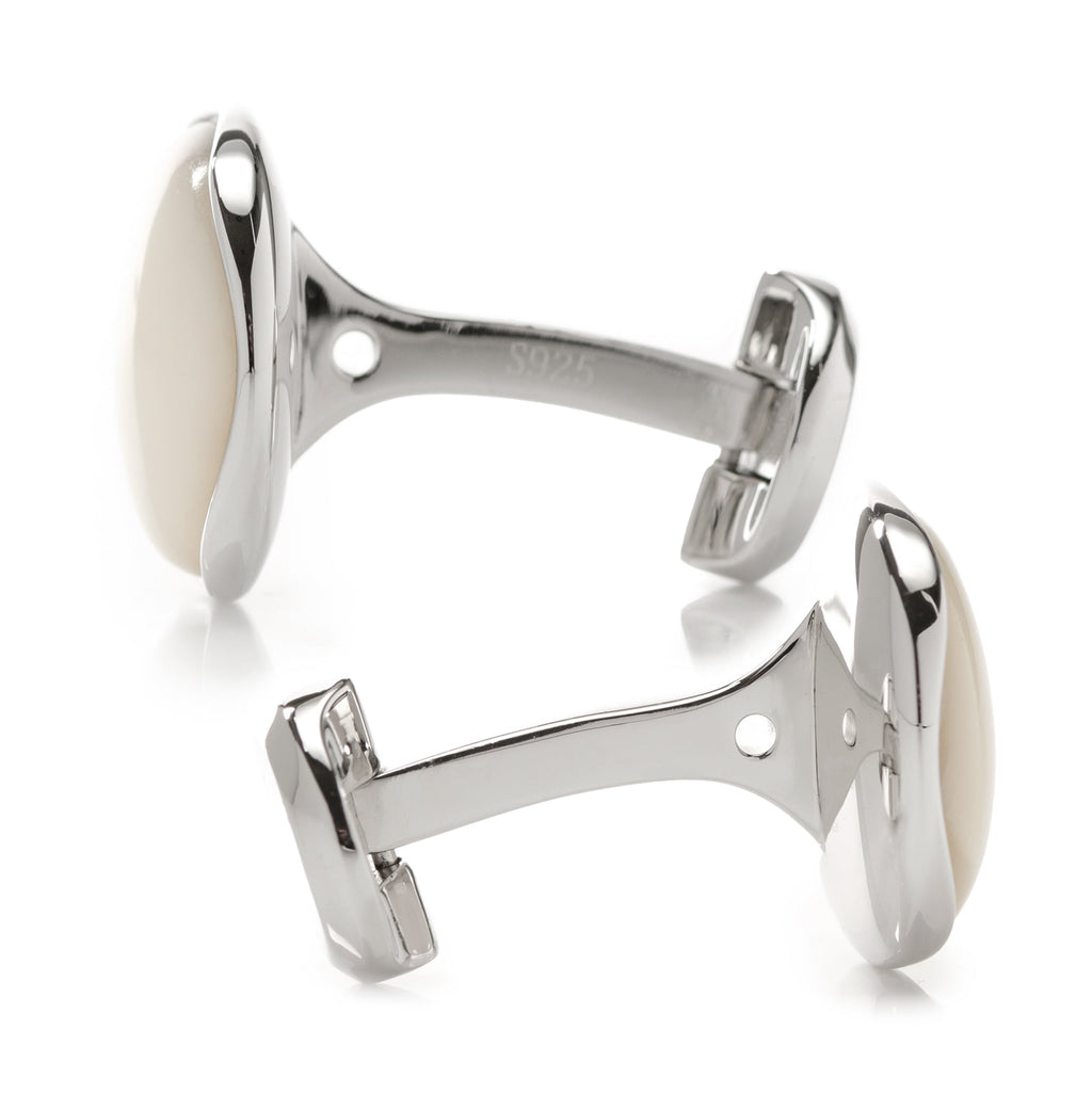 Sterling Silver Classic Formal Mother of Pearl Cufflinks | Cufflinks | Wiccan Center