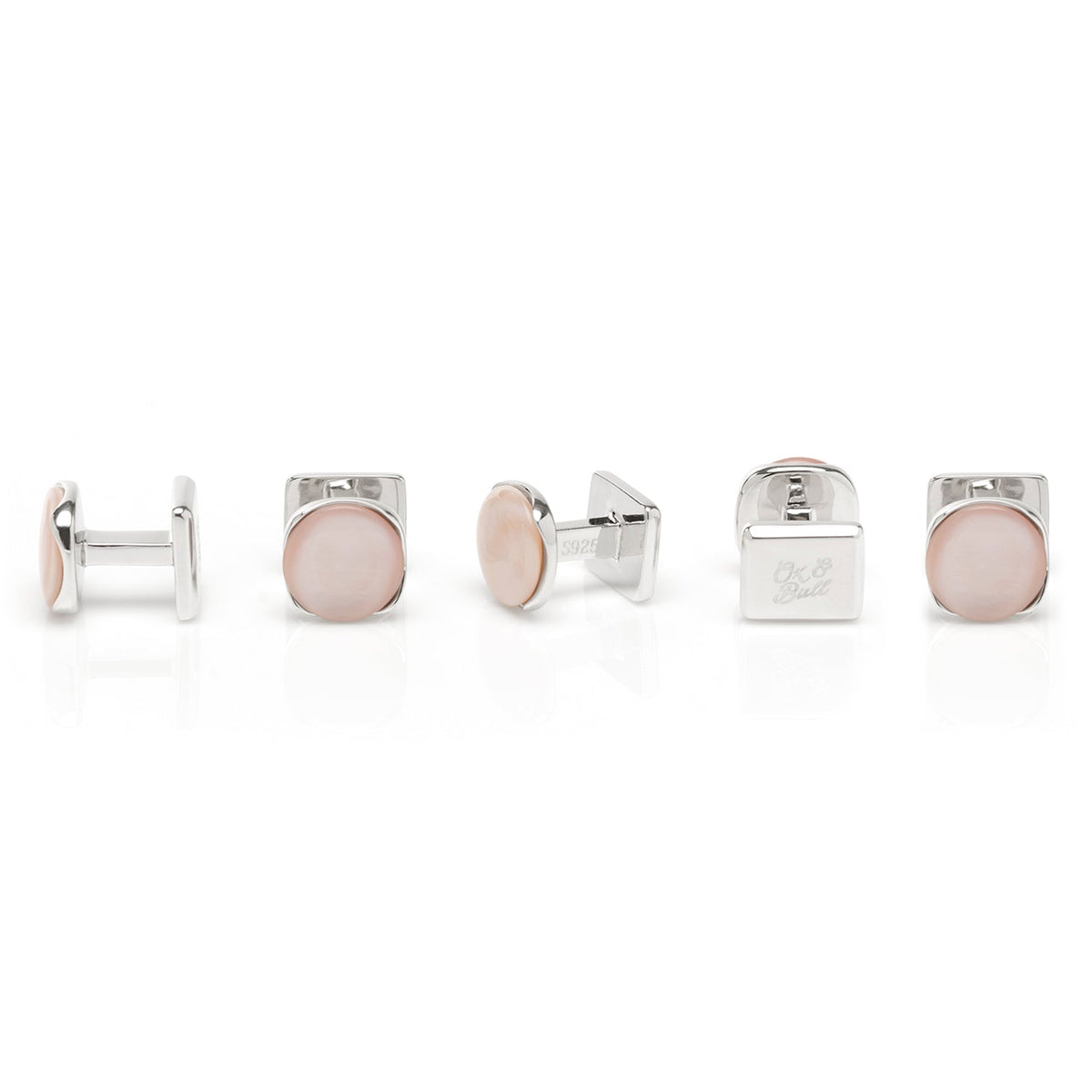 Sterling Silver Classic Formal Pink Mother of Pearl 5-Stud Set | Stud Set | Wiccan Center