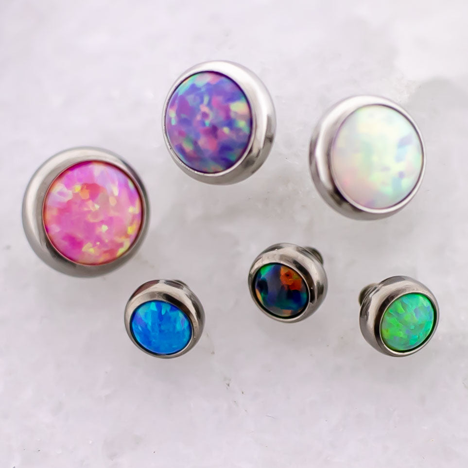 16G/18G Steel Internally Threaded Opal Disc | Body Jewelry | Wiccan Center