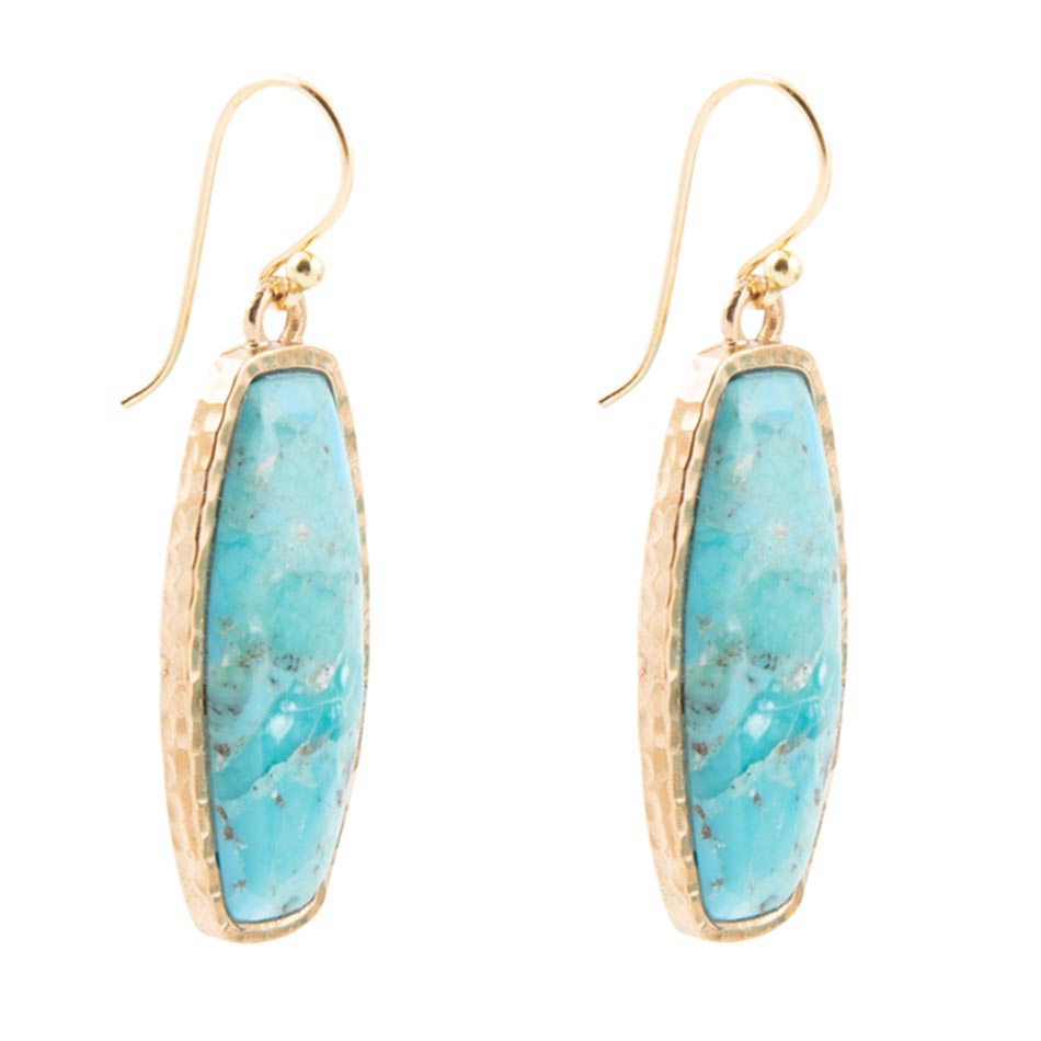 Odyssey Long Blue Turquoise and Golden Statement Earrings | Earrings | Wiccan Center