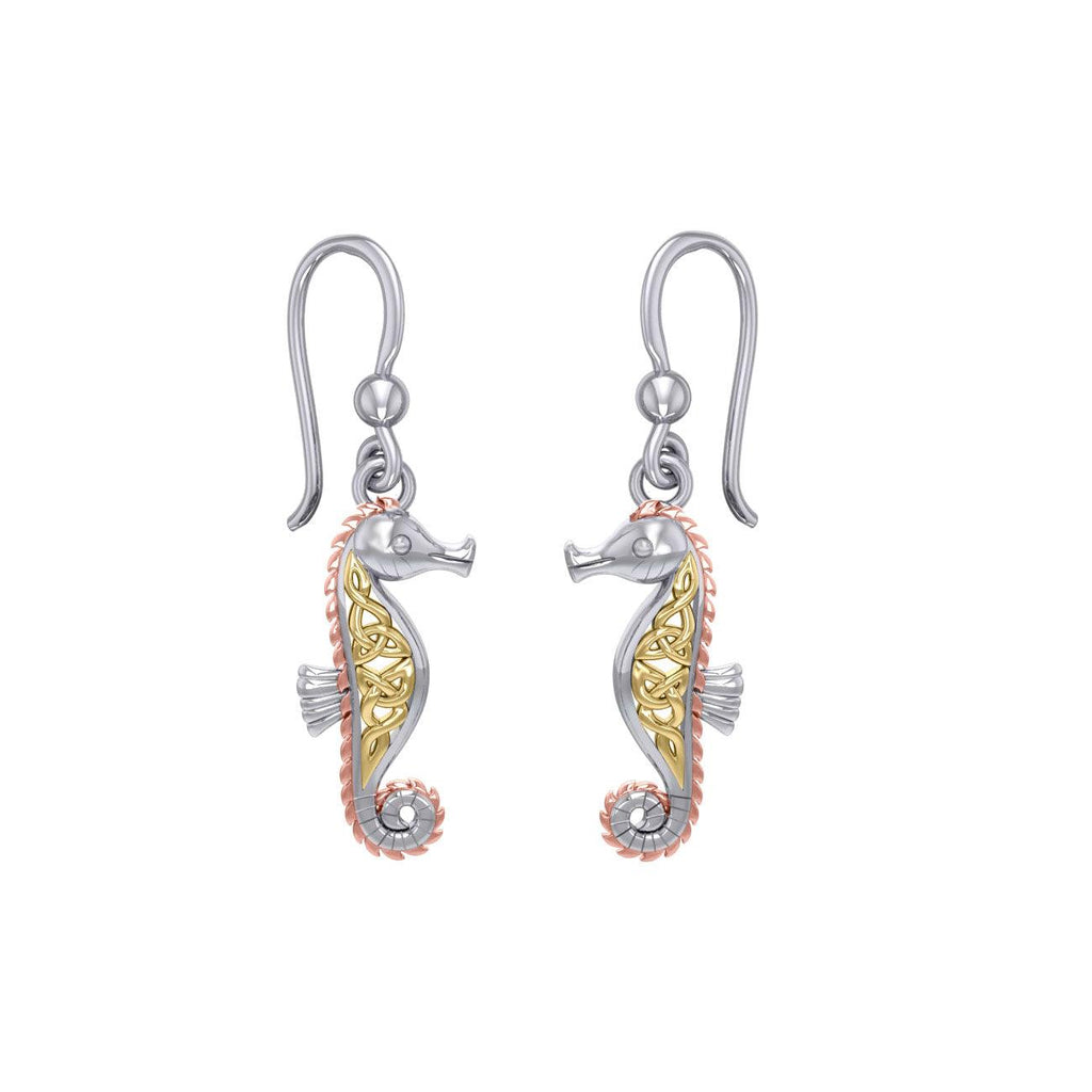 Celtic Knots Seahorse Three Tone Earrings OER033