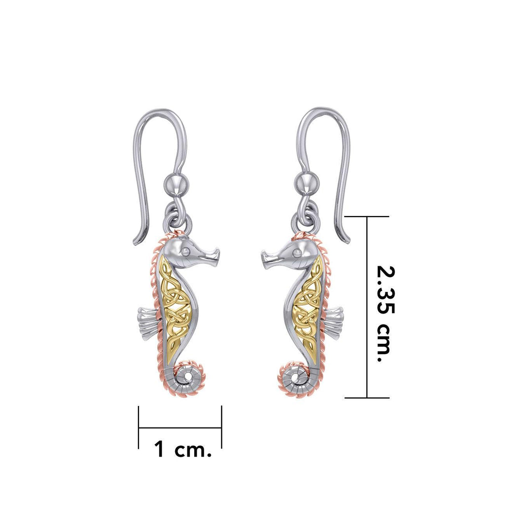 Celtic Knots Seahorse Three Tone Earrings OER033