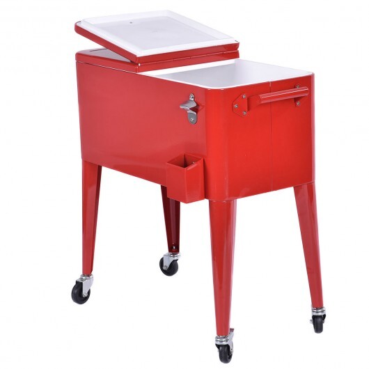 Red Portable Outdoor Patio Cooler Cart | Camping | Wiccan Center