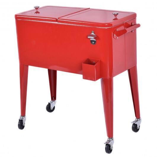Red Portable Outdoor Patio Cooler Cart | Camping | Wiccan Center