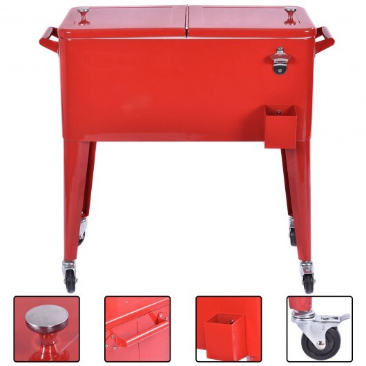 Red Portable Outdoor Patio Cooler Cart | Camping | Wiccan Center