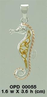 Celtic Seahorse Three Tone Pendant OPD055
