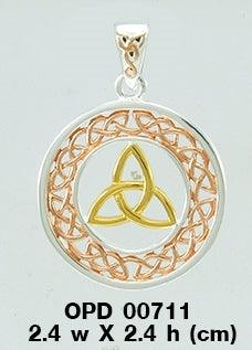 Celtic Trinity Knot Three Tone Pendant OPD711