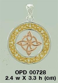 Celtic Knotwork Pendant Sterling Silver Quaternary Four Point Knot Gift Peter Stone OPD728