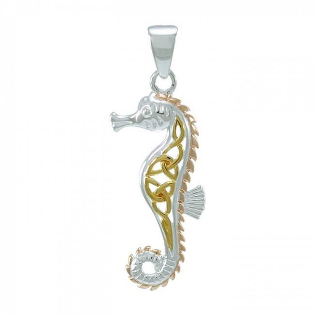 Celtic Seahorse Three Tone Pendant OPD055