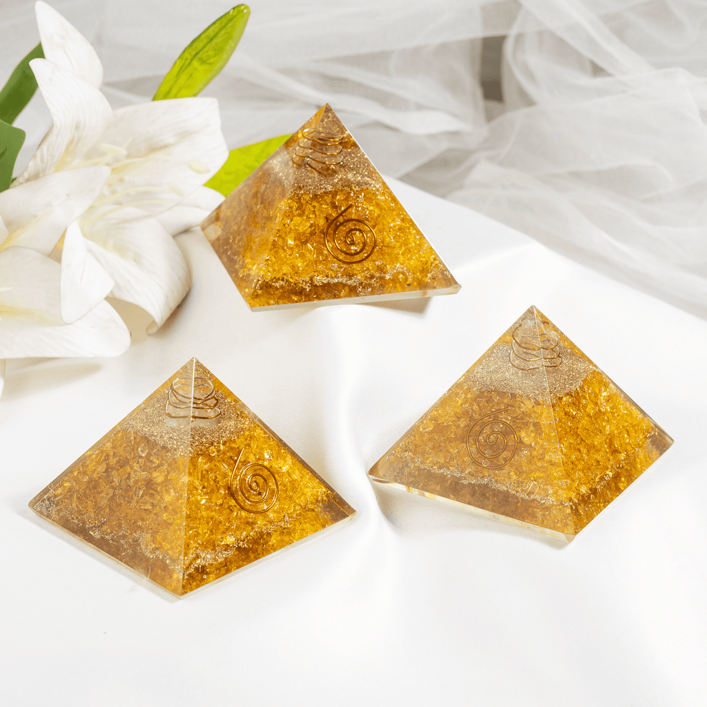 Citrine Orgone Pyramid, Crystal Energy Pyramid
