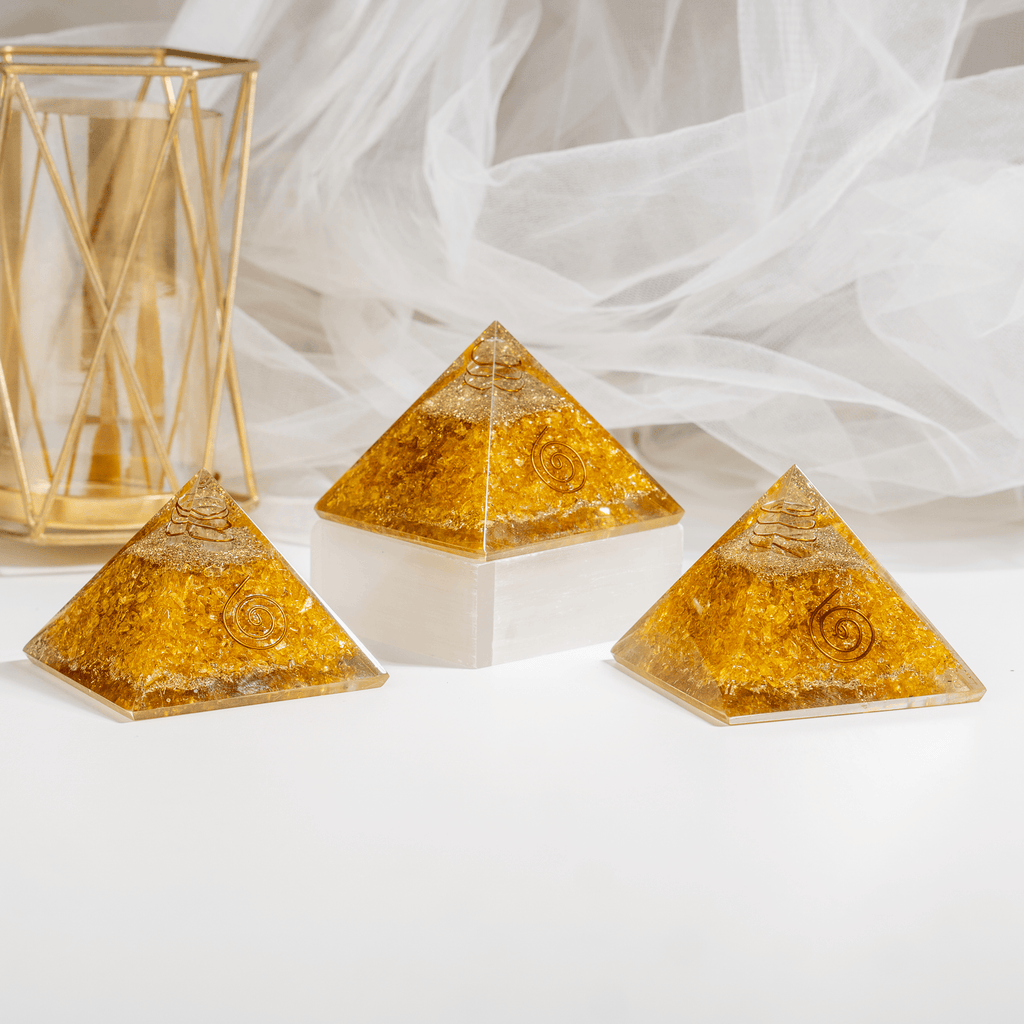 Citrine Orgone Pyramid, Crystal Energy Pyramid
