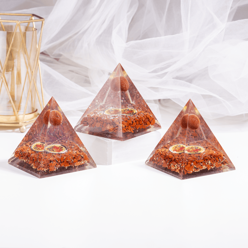 Red Jasper Orgone Pyramid, Crystal Energy Pyramid
