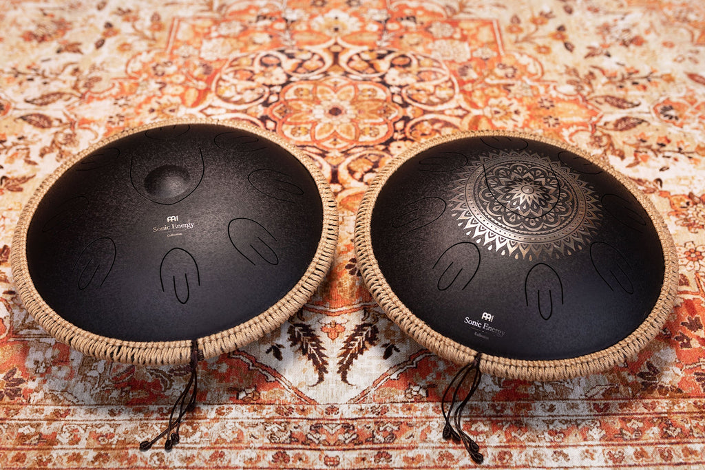 16" Octave Steel Tongue Drum, D Kurd, Lasered Floral Design, Black | | Wiccan Center