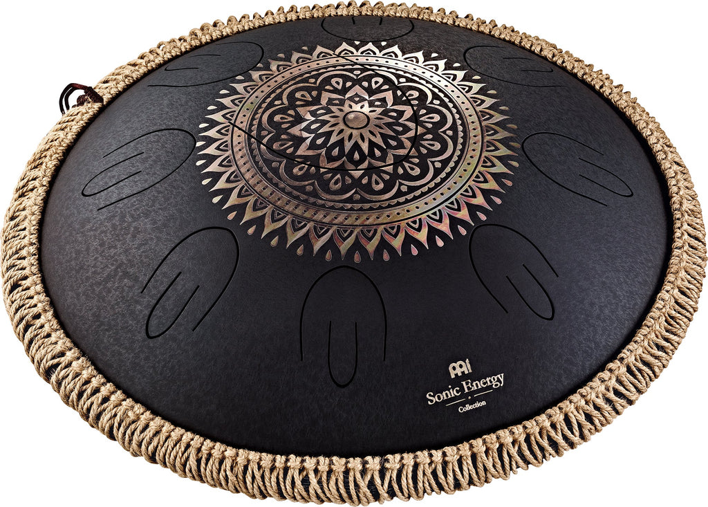16" Octave Steel Tongue Drum, D Kurd, Lasered Floral Design, Black | | Wiccan Center