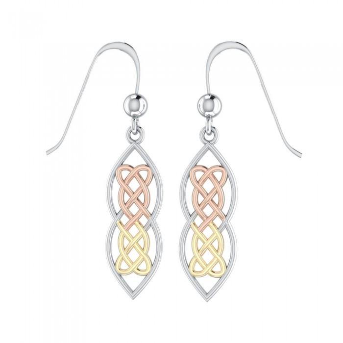 A peace of heaven and heart ~ Celtic Knotwork Three Tone Dangle Earrings OTE121