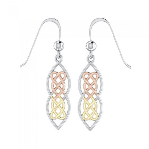A peace of heaven and heart ~ Celtic Knotwork Three Tone Dangle Earrings OTE121 | Earrings | Wiccan Center