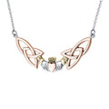 Three Tone Celtic Claddagh Trinity Knot Necklace OTN093 Loyal Love Friendship Symbol Jewelry Gift