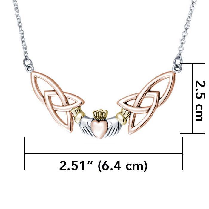 Three Tone Celtic Claddagh Trinity Knot Necklace OTN093 Loyal Love Friendship Symbol Jewelry Gift