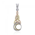 Strengthen the new beginning ~ Sterling Silver Celtic Crescent Moon Triquetra Pendant Jewelry in 14k Gold and Pink accent OTP1358