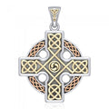 Three Tone Sterling Silver Celtic Knotwork Cross Pendant OTP477 Necklace Gift For Faith