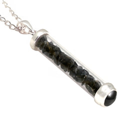 Obsidian Gem Power Vial Pendant for Grounding | Gem Power Vials | Wiccan Center