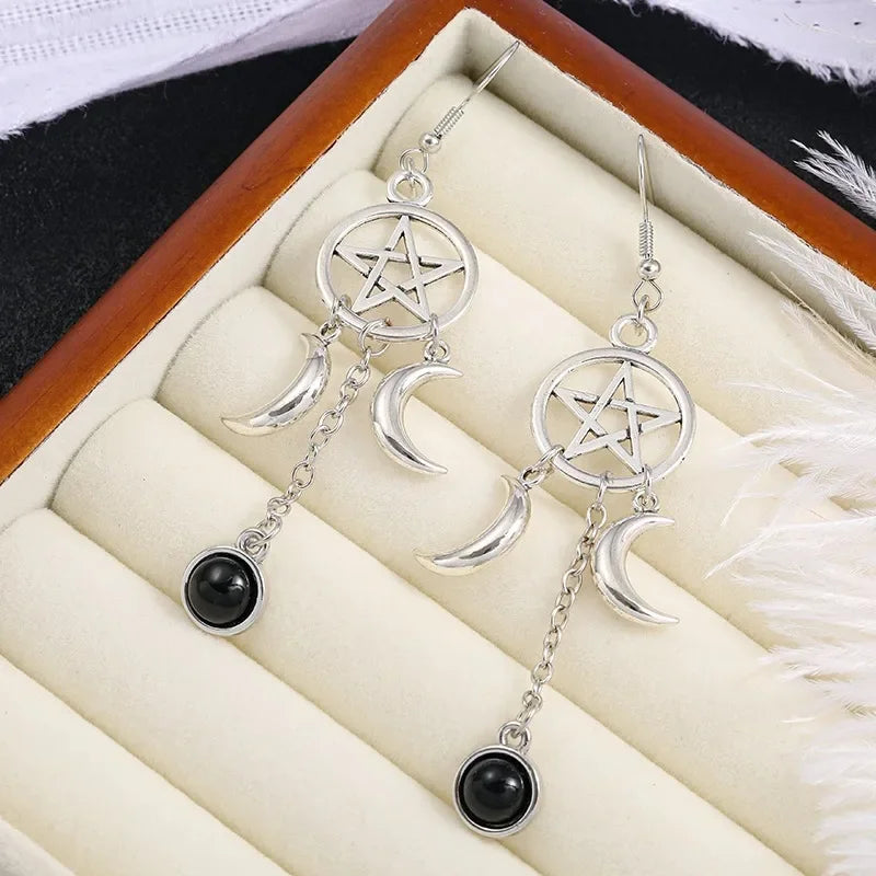 Pentacle Moon Crystal Earrings | earrings | Wiccan Center