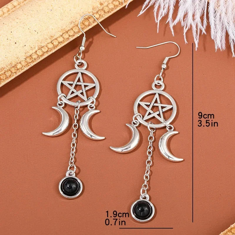 Pentacle Moon Crystal Earrings | earrings | Wiccan Center
