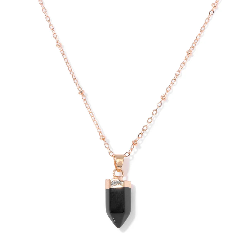 Crystal Point Gold Pendant Necklaces | necklace | Wiccan Center