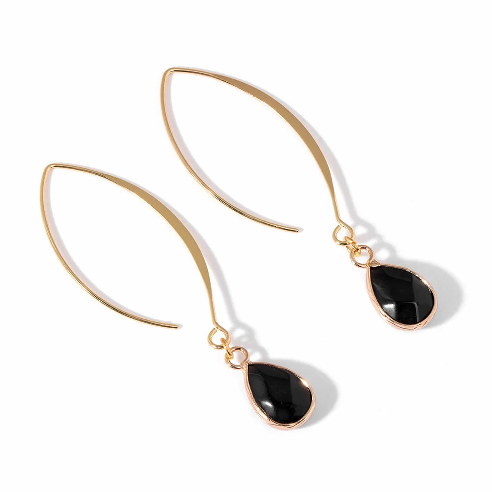 Crystal Faceted Teardrop Gold Earrings | earrings | Wiccan Center