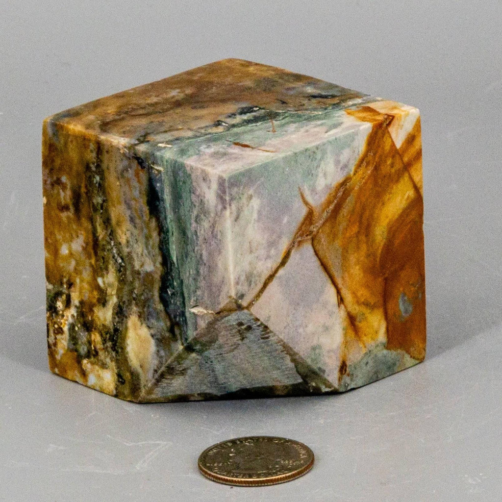 Ocean Jasper Cut Corner Cube - 514g (2.25 inch)