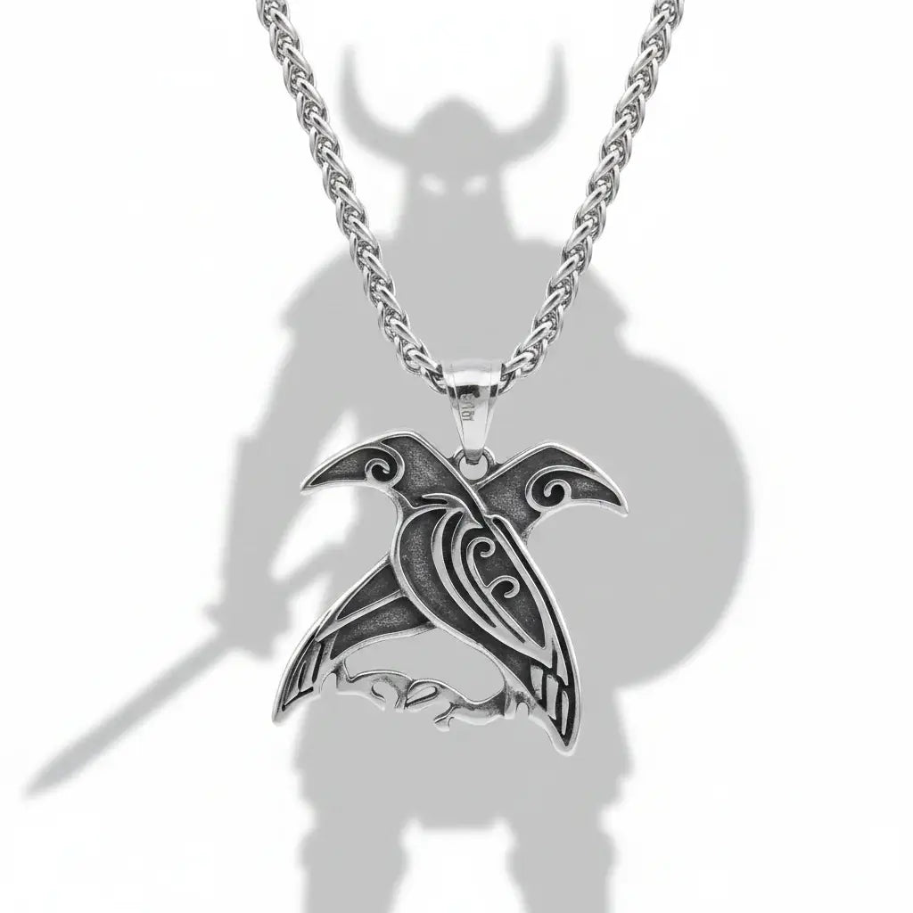 Odin raven necklace for men Huginn & Muninn Raven Viking Necklace