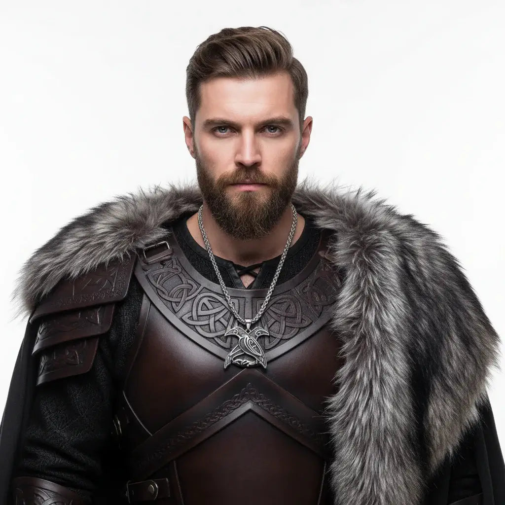 Odin raven necklace for men Huginn & Muninn Raven Viking Necklace
