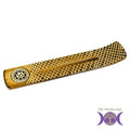 Engraved Wood Om Lotus Ash Catcher | Incense Burner | Wiccan Center