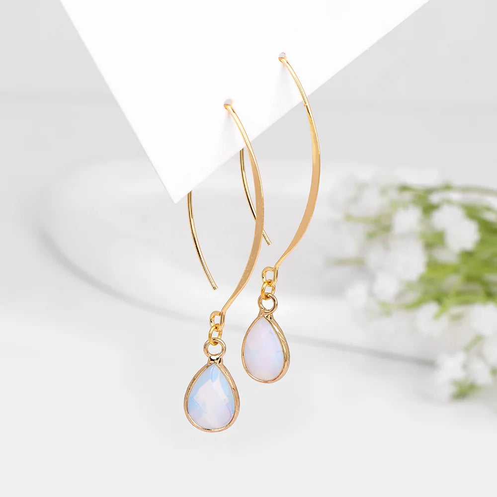 Crystal Faceted Teardrop Gold Earrings | earrings | Wiccan Center