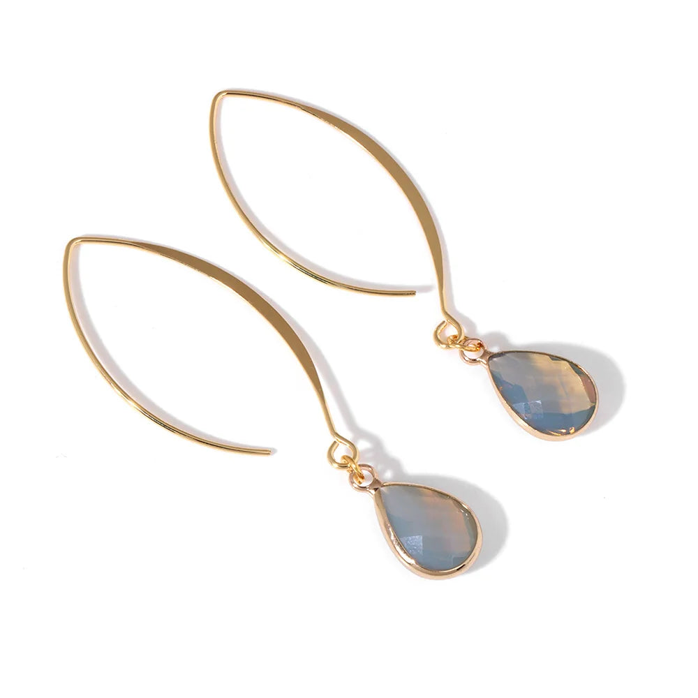 Crystal Faceted Teardrop Gold Earrings | earrings | Wiccan Center