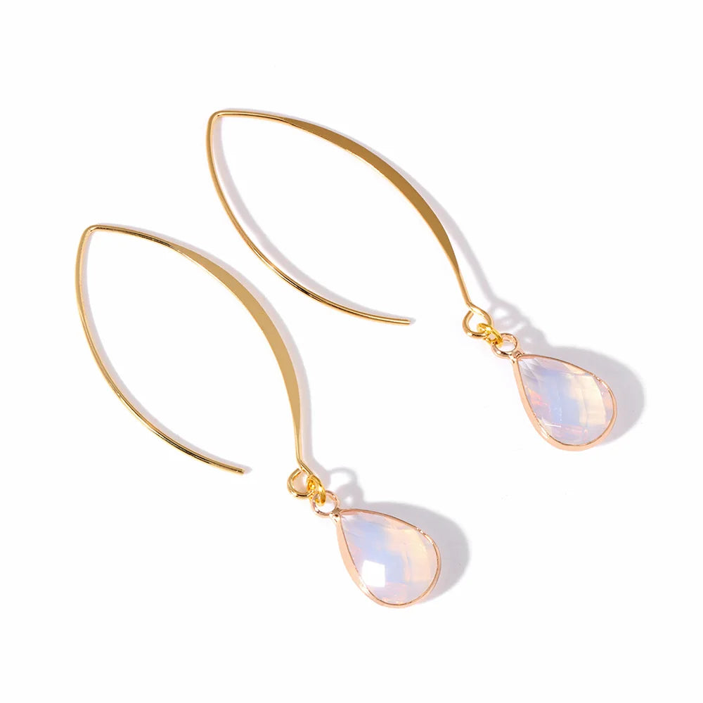 Crystal Faceted Teardrop Gold Earrings | earrings | Wiccan Center