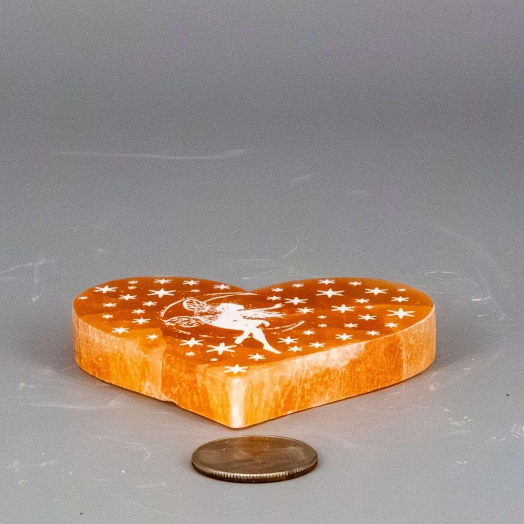 Orange Selenite Forest Fairy Heart