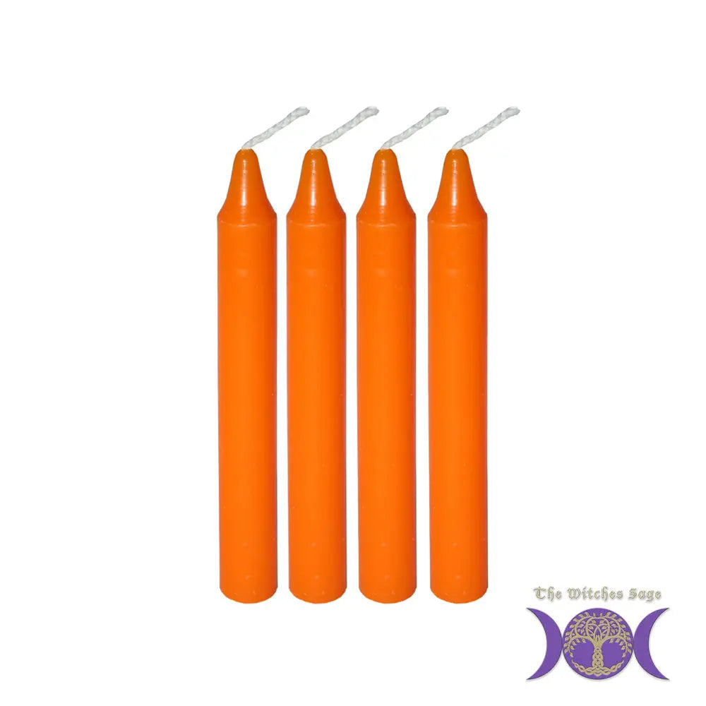 Mini Ritual Candle - Orange (Set of 4) | Candle | Wiccan Center