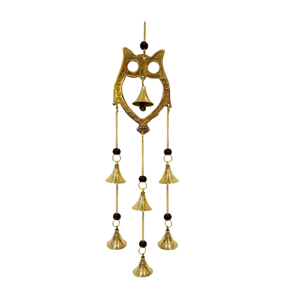 Owl Brass Bell Chime 16" | Hanging Bells | Wiccan Center
