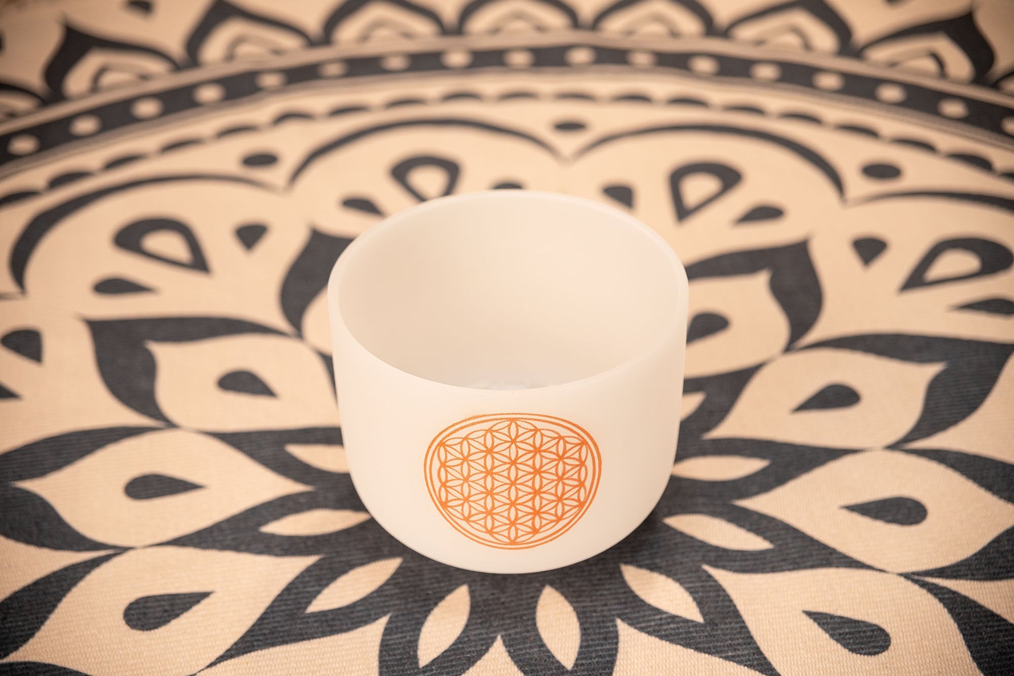 8" White-Frosted Crystal Singing Bowl, Flower of Life 128 Hz | | Wiccan Center