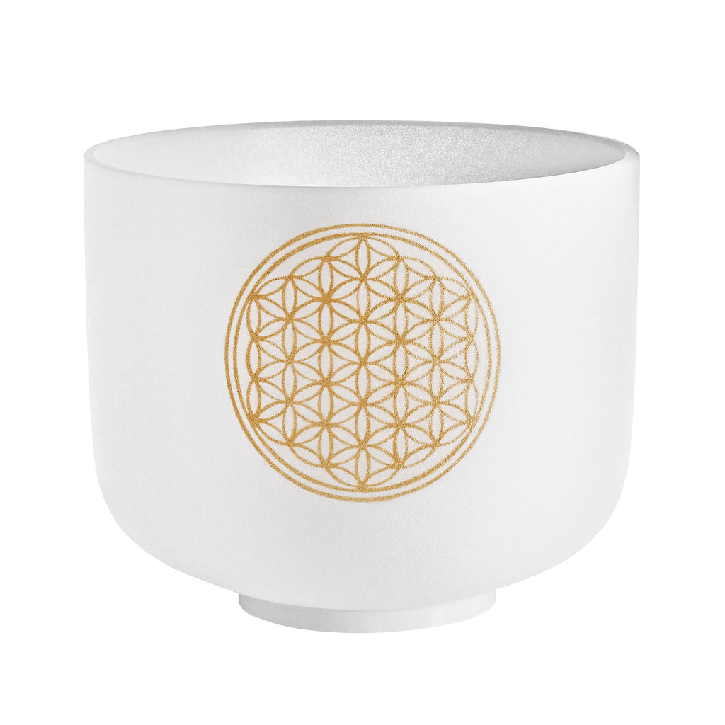 8" White-Frosted Crystal Singing Bowl, Flower of Life 128 Hz | | Wiccan Center