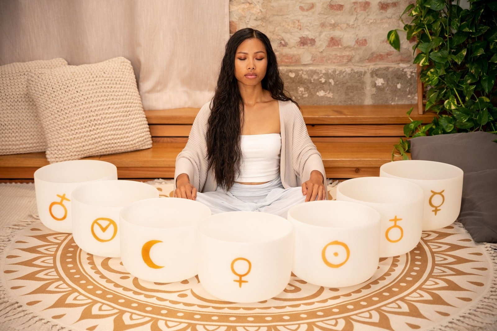 7 Planetary Crystal Singing Bowls - Cosmic Chakra Set | Planetary Crystal Singing Bowl Set | Wiccan Center