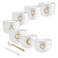 7-Piece Crystal Singing Bowl Chakra Set, Planetary Tuned | | Wiccan Center