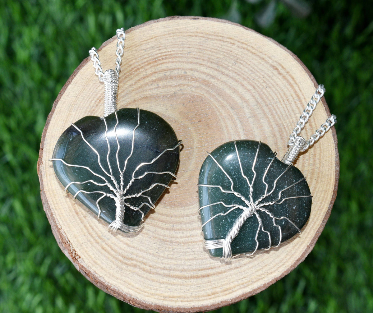 Green Aventurine Heart Silver Wire Wrapped Pendant, Heart Gemstone Pendant. | | Wiccan Center
