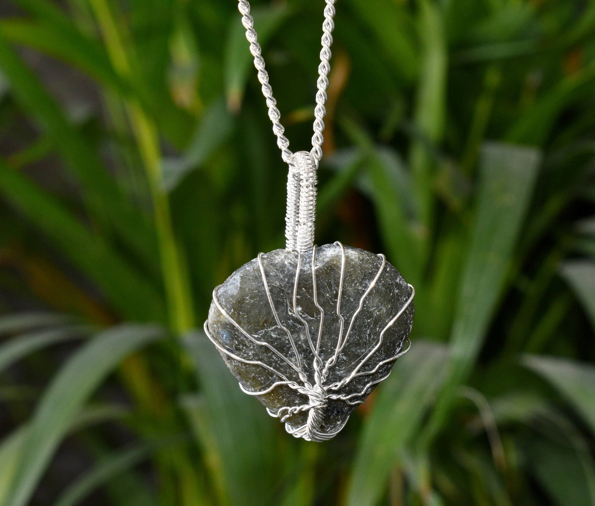 Labradorite Heart Silver Wire Wrapped Pendant, Crystal Heart Gemstone Pendant | | Wiccan Center