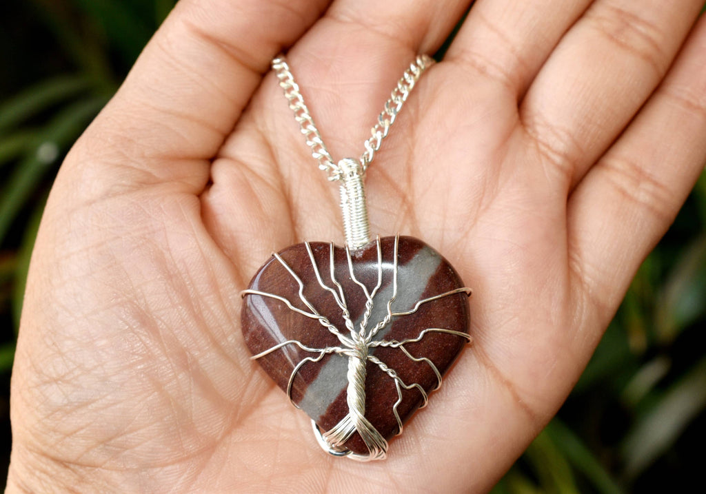 Narmada Heart Silver Wire Wrapped Pendant, Crystal Heart Gemstone Pendant | | Wiccan Center
